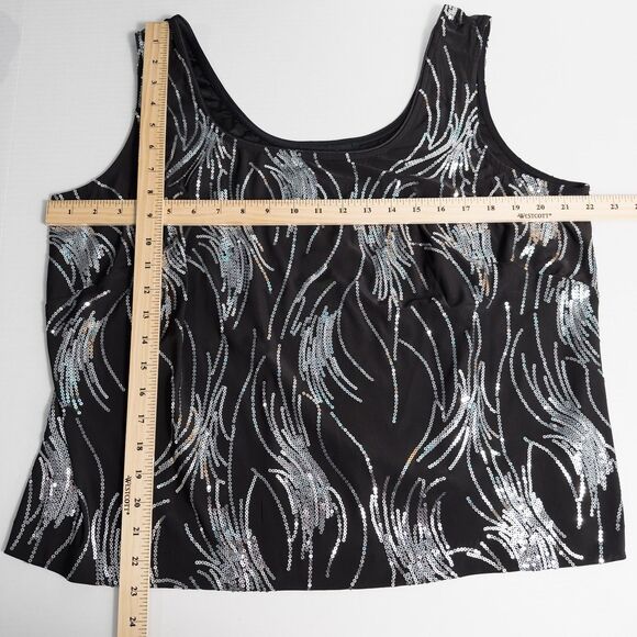 Alex Evenings Sequin Twinset Mandarin Neck Womens 1X Black Silver Event Formal - Picture 7 of 16